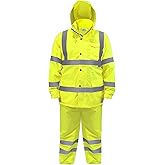 JORESTECH Safety Rain Set/Jacket Reflective High Visibility Yellow Black JK-03 / Pants Lime ANSI 150D Heavy Duty PANTS-03