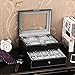 BEWISHOME Watch Case, 20-Slot Watch Box Organizer for Men Watch Case with Large Glass Lid Watch Travel Case Removable Watch Pillows, Mens Jewelry Box Watch Display Case, Watch Storage, Black SSH04B