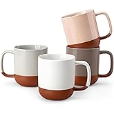 MALACASA Ceramic Coffee Mugs Set of 4, 16oz Coffee Cups, Modern Farmhouse Mugs for Coffee, Latte, Tea, Hot Chocolate, Cappuccino, Milk, Microwave & Dishwasher Safe, Multicolor, Series TARA