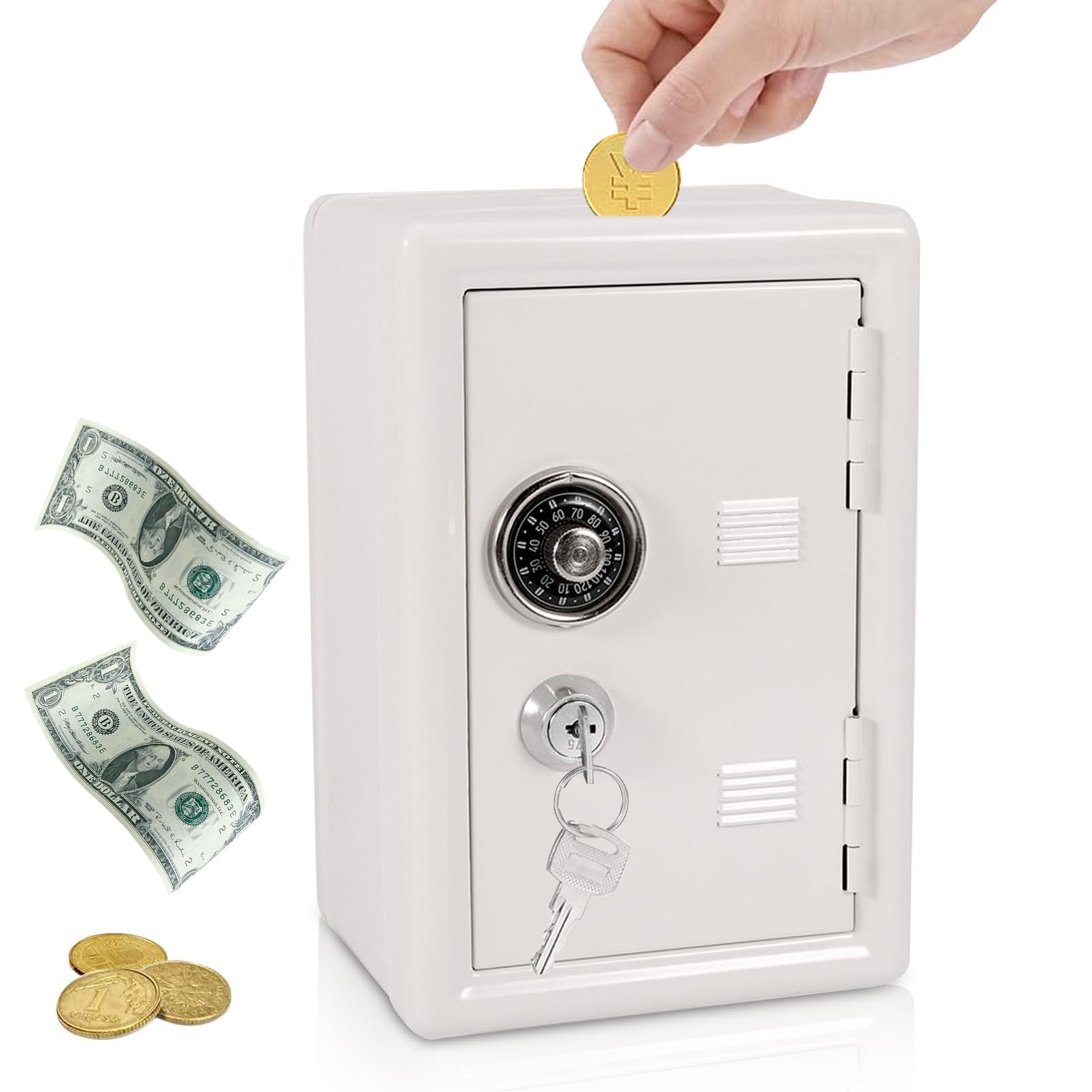 Metal Money Box with Keys - Keep Kids' Money & Valuables Safe