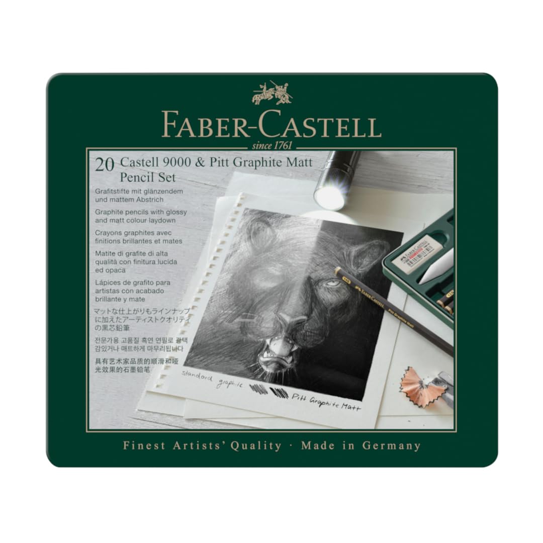 Faber-Castell Graphite Pencil Pitt Mat 8pcs and 9000 8pcs in tin