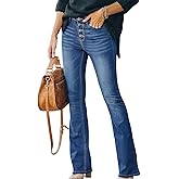 AprPith High Waisted Flare Jeans for Women Retro Slim Fit Street Trendy Straight Leg Curvy Stretchy Bell Bottom Denim Pants