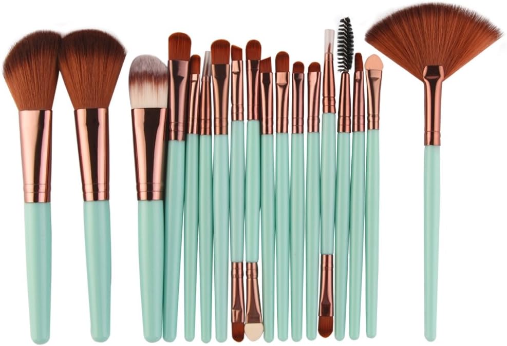 KISSION 18 pcs Makeup Brush Set Blush Foundation Powder Eyeshadow Eyeliner Lip Brush