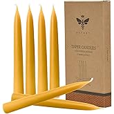 Natural Beeswax Taper Candles, DEYBBY Smokeless and Dripless Beeswax Candles, Long Lasting Burning, Nontoxic, 8 inch, 6 Pack