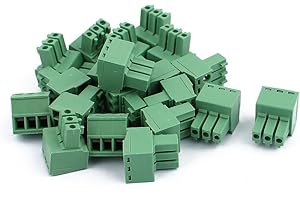 uxcell 20Pcs 300V KF2EDGK 3.5mm Pitch 3-Pin PCB Screw Terminal Block Connector