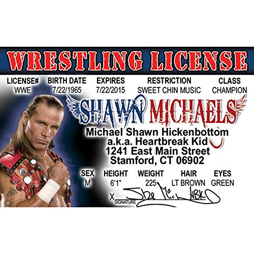 Signs 4 Fun Nsaidsm Shawn Michaels's Driver's License