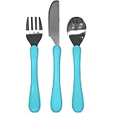 green sprouts Learning Cutlery Set | Helps toddler develop independent eating skills | Designed for small hands, Contoured handles for easy gripping, Safety edge on knife, Dishwasher safe