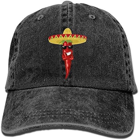 Cool Chili Pepper Denim Hat Adjustable Men's Plain Baseball Cap