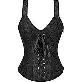 Zhitunemi Overbust Corsets Women Costumes: Strap Corset Tops For Women - Halloween Costume For Burlesque Dancer Performances