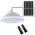 HULPPRE Solar Shed Light-Daytime or Night,96Leds Brighter White Solar Light Indoor&Outdoor with 2 Remotes,IP65 Barn/Chicken Coop/Workshop/Ceiling/Pendant Light for Patio,Garden,Yard,Gazebo