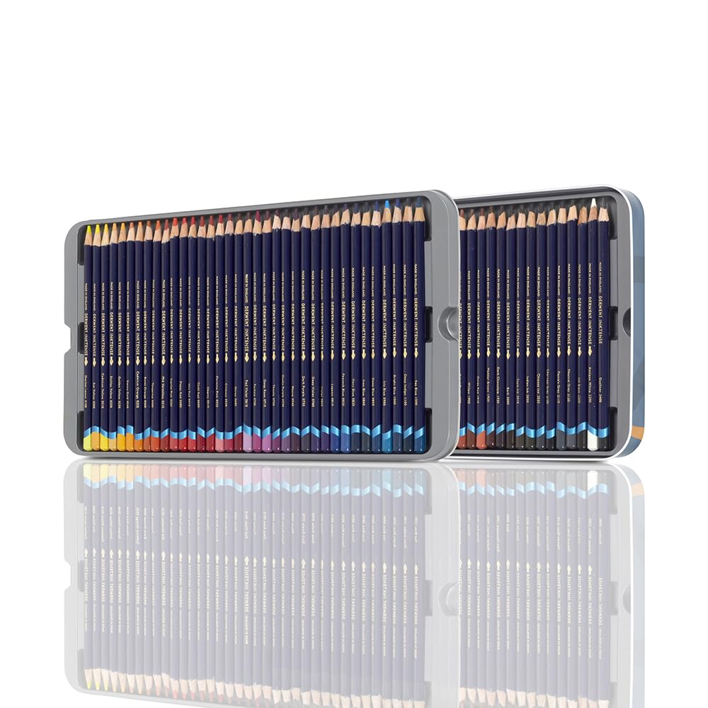 Derwent Coloured Pencils, Inktense Ink Pencils, Drawing, Art, Metal Tin, 72 Count (2301843)