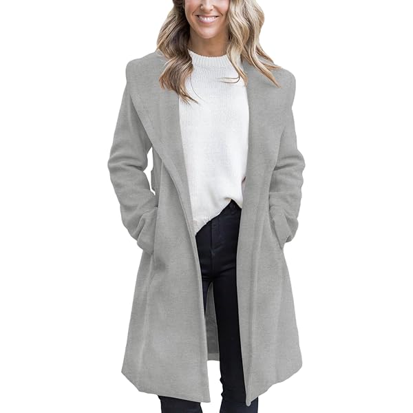 Amazon.com: Ladiyo Womens Classic Coat Lapel Collar Open Front