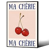 Funky Cherry Wall Art Vintage Red Blue Aesthetic