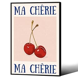 Funky Cherry Wall Art Vintage Red Blue Aesthetic