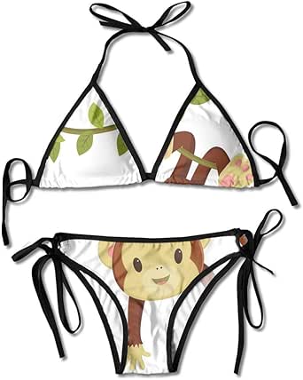 Bikini Trajes de baño Mono de Dibujos Animados Lindo Colgando de Liana