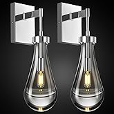 LIANGMH Raindrop Wall Sconces Set of Two Chrome Sconces Wall Decor Modern Wall Lighting Glass Bathroom Sconces Indoor Vanity 