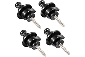 Yakamoz 4Pcs Black Premium Guitar Strap Locks Metal Security Strap Buttons Metal End Pins Locking Straplocks Adapter for Acou