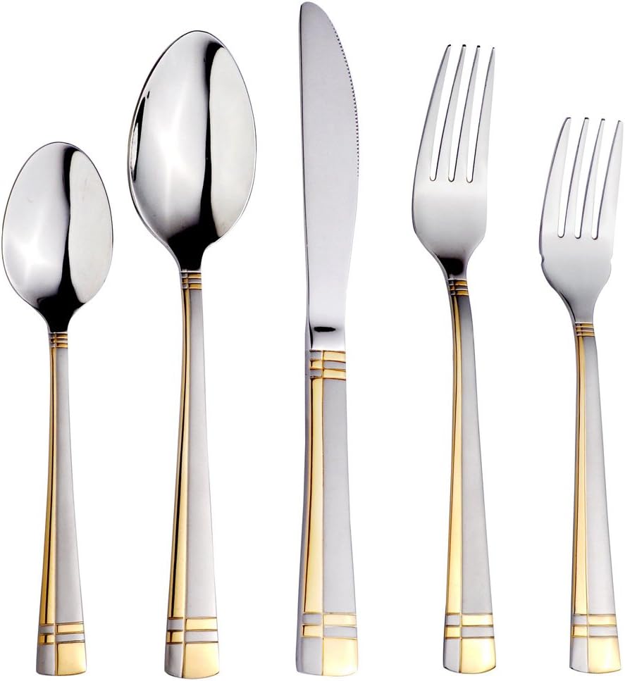 Lorren Home Trends 84Piece 18/10 Satin and Brushed Finish Flatware Set
