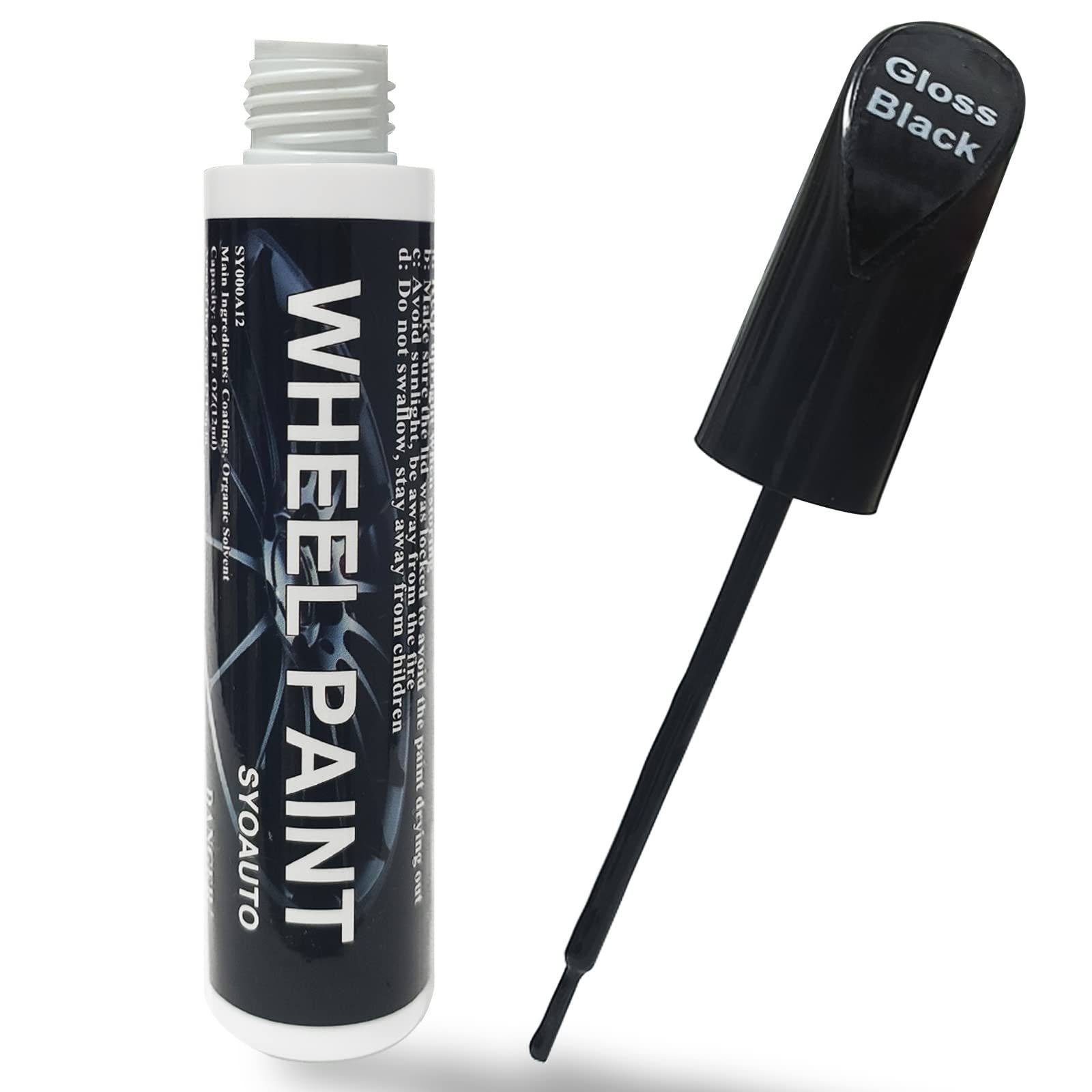 Photo 1 of SYOAUTO Gloss Black Rim Touch Up Paint, Car Wheel Scratch Repair Touch Up Paint Pen, Universal Color Rim Wheel Paint (Gloss Black)