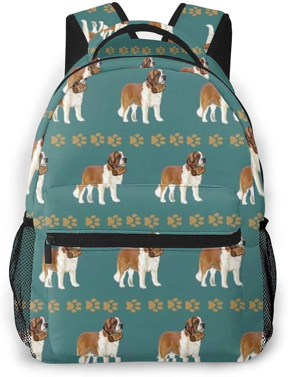 Lightweight School Backpack Saint Bernard With Barrel College Book Bags Travel Rucksack Fit 15 Inch Laptop