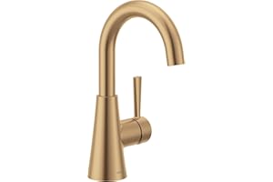 Moen 84021BZG Ronan Bronzed Gold One-Handle Single Hole Modern Bathroom Sink Faucet with Optional Deck Plate and Spring-Loade