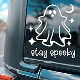 2pcs 5.12''x5.91'' Stay Spooky Vinyl Car Decal, Waterproof Self-Adhesive Decorative Decal, Suitable for Car, Motorcycle, Laptop, Window and More |CZ416 (White)