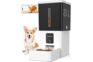 UTCG Automatic Dog Feeder with Camera: 8L/33 Cups 5G WiFi Timed Food Dispenser for Medium Dogs - 1080P HD Night Vision Video Recording 2-Way Audio APP Control