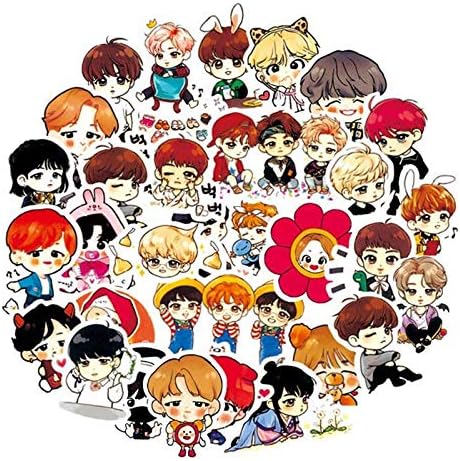 63/58pcs/set Cute BTS Expression Stickers Love Yourself Answer Cartoon Q Version PVC Stationery Sticker for Luggage Notebook (63pcs)