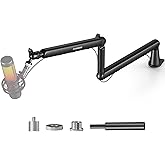 Microphone Arm,Aokeo AK-55 Desk Low Profile Adjustable Mic Boom Arm Stand,Suitable For Blue Yeti,Snowball iCE, HyperX QuadCas