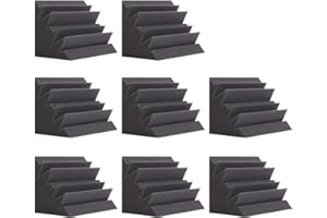 SD SODOCT 8 Pack - Bass Traps Acoustic Foam Corner, 8''x8''x12'' Black Bass Traps Corner Studio Foam, High Density and Fire-Proof Bass Traps Acoustic Panels Recording Studio Acoustical Treatments