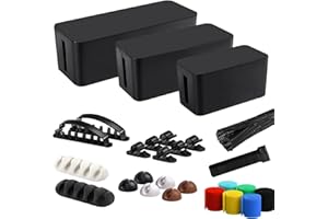 OSPNIEEK Cable Management Box, 3 Pack Cord Organizer Boxes with 33 PCS Set to Cover Hide Power Strip, Surge Protector Under D