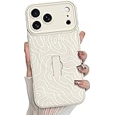 MZELQ for iPhone 17 Pro Case, Silicone Wave Ripple Cute Pattern, Support for MagSafe, Kickstand Wristband Camera Protection Soft Slim Phone Case for Girls Women -White