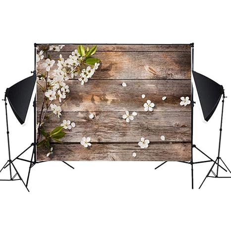 Womdee 4 1x2 6ft Vinyl Soft Fabric Flowers Wood Lace Rustic
