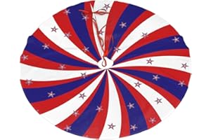 JUHUCC Patriotic Pinwheel Design Star Flag Christmas Tree Skirt 36 in for Christmas Decorations Skirt Rustic Xmas Holiday New Year Party Tree Mat Decor Indoor Outdoor Christmas Tree Mats