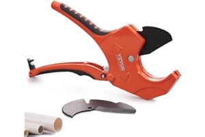 VEVOR PVC Pipe Cutter, 0-2-1/2" O.D. Ratcheting PVC Pipe Cutter, Heavy Duty Tube Cutting Tool with Spare SK5 Blade for PVC, C
