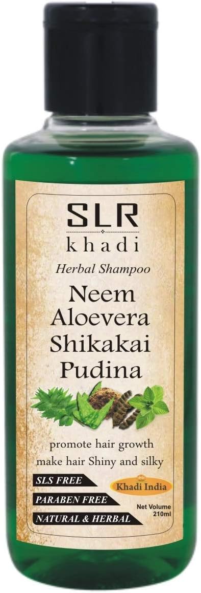 SLR Khadi Neem Aloevera Herbal Shampoo, Anti Dandruff SLS and Paraben Free, 210ml