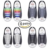 Talent Fashion Kids/Adults Tieless Elastic Silicone No Tie Shoelaces Waterproof Rubber Flat Running Shoe Laces for Sneakers Board Shoes Casual Shoes and Boots