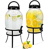 Havawish 2 Pack Drink Beverage Dispenser with Stand for Parties 1.16 Gallon Plastic Water Lemonade Juice Dispenser with Spigot and Lid for Countertop Weddings(Black)