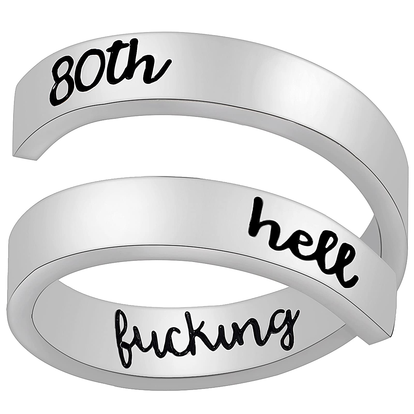 YooAi Inspirational Ring djustable Stainless Steel Rings Birthday Gift for Women Girls 80th