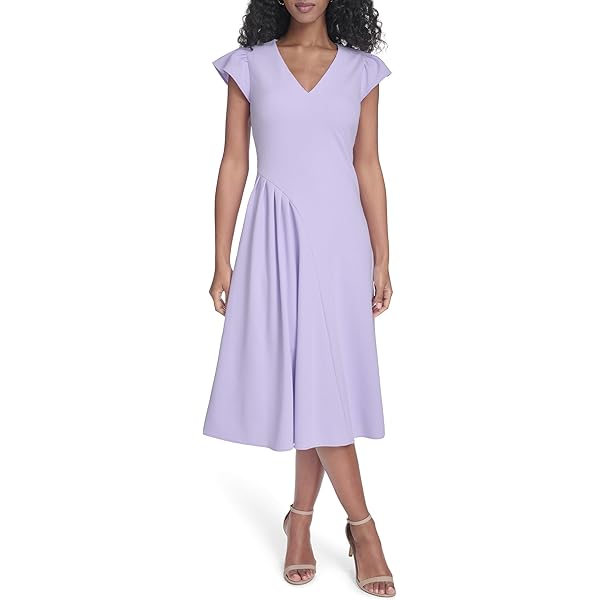 R&M Richards Women's Cascade Wrap Dress with V-Neck & O-Ring Rhinestone  Buckle, Work to Weekend Short Sleeve Flowy Silhouette at Amazon Women's  Clothing store
