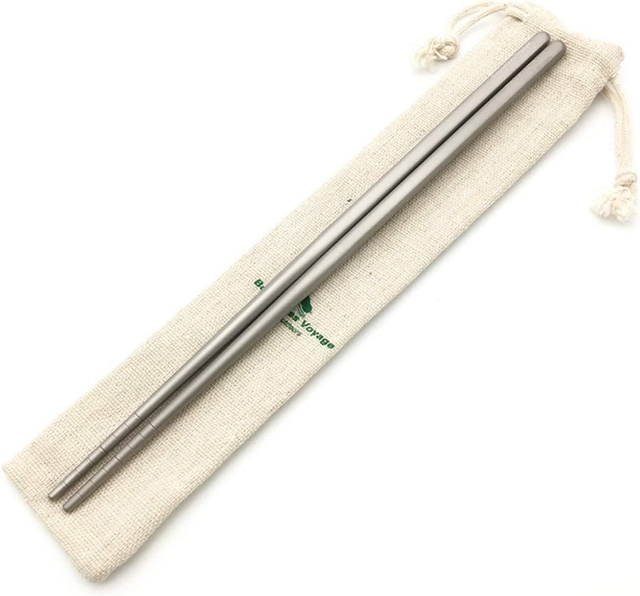 ZYVoyage Titanium Chopsticks Lightweight with Cloth Case -9 inch Dishwasher Safe, Camping,Travel,Noodles and Sushi Reusable Cutlery Cookware Set (1 Pair Square Chopsticks)