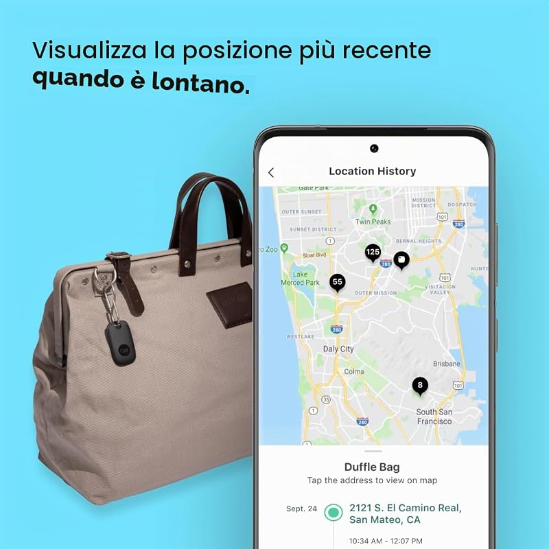 Pro (2022) Bluetooth Trova oggetti, 1 Pezzo, Portata di rilevamento 120 m, compatibile con Alexa e Google Smart Home, iOS e Android, Trova chiavi, telecomandi e altro, nero