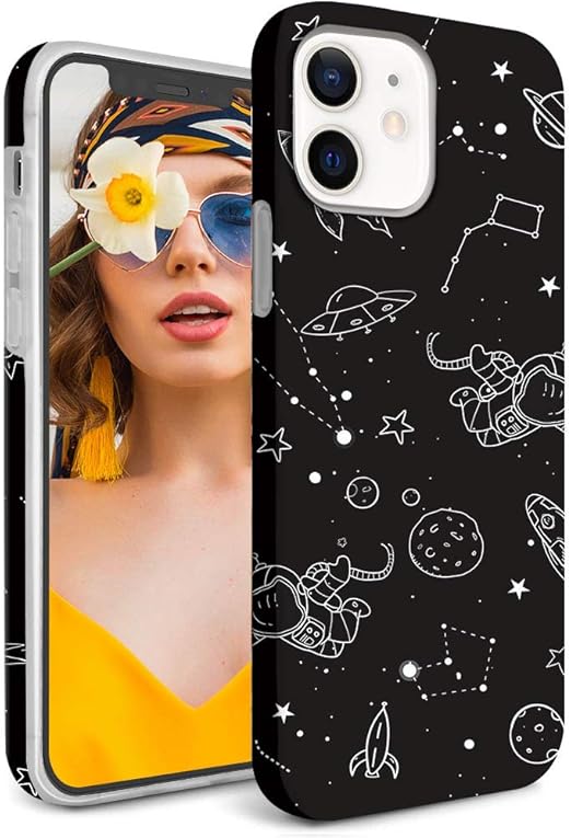 Amazon Com Hepix Outer Space Case Compatible With Iphone 12 Pro Max Case Cute Astronaut Planet Iphone 12 Pro Max Black Case Constellation Imd Anti Yellow Anti Scratch Shockproof Phone Cover For Iphone 12 Promax