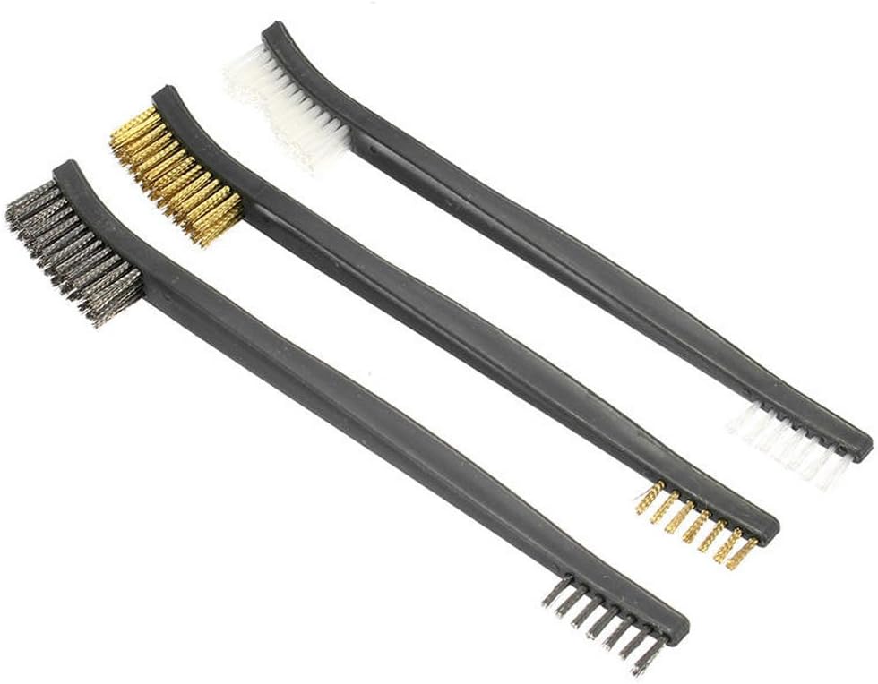 3 Double End Reinigungsbürste Set Messing Stahl Nylon Draht-Pinsel-Set
