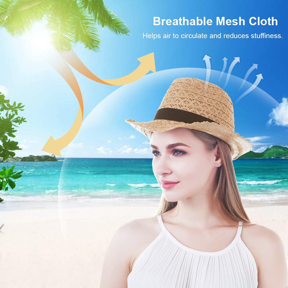 VBIGER Unisex Sonnenhut Faltbarer Strohhut Panamahut Herren Strohhut Fedora Damen Sommerhut für Damen und Herren