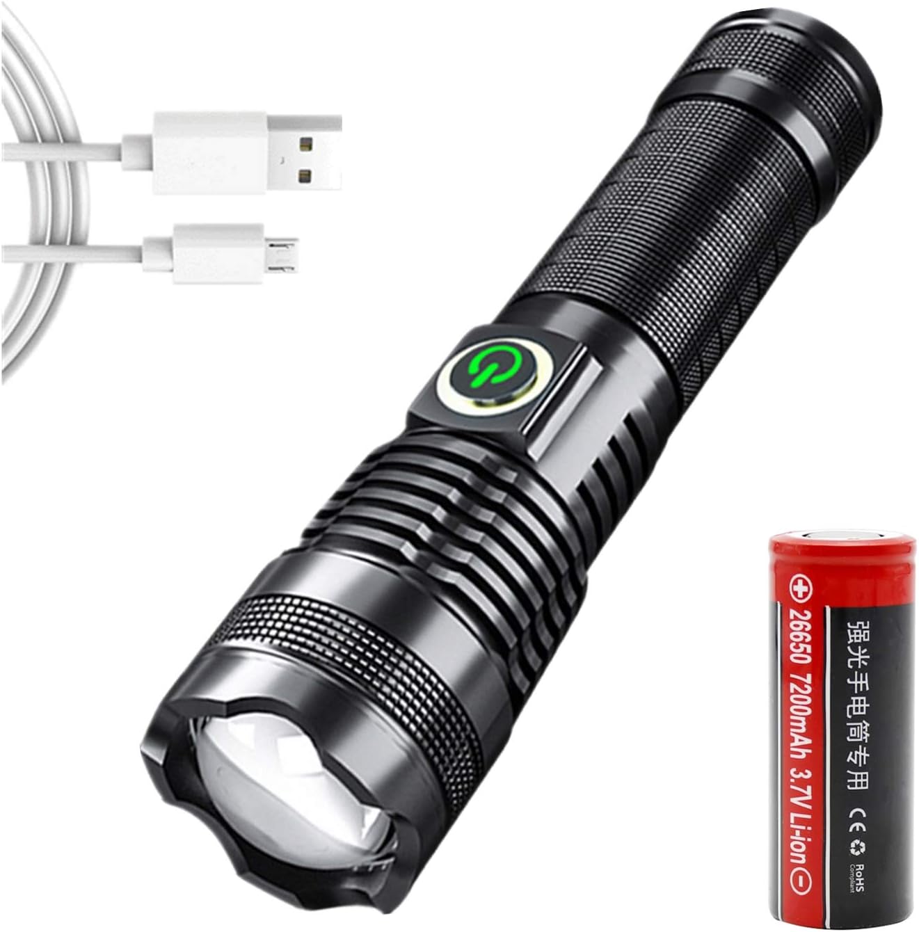 GOODSMANN - Foco Recargable LED, Portátil, Portátil, 6000 Lúmenes, IP67, Impermeable, Para Senderismo, Barco, Caza, Camping, Senderismo, Con Funda De