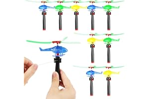 Yardwe 9Pcs Pull String Helicopter Toys Set Lightweight Outdoor Flying Toys for Kids Group Play Party Favors