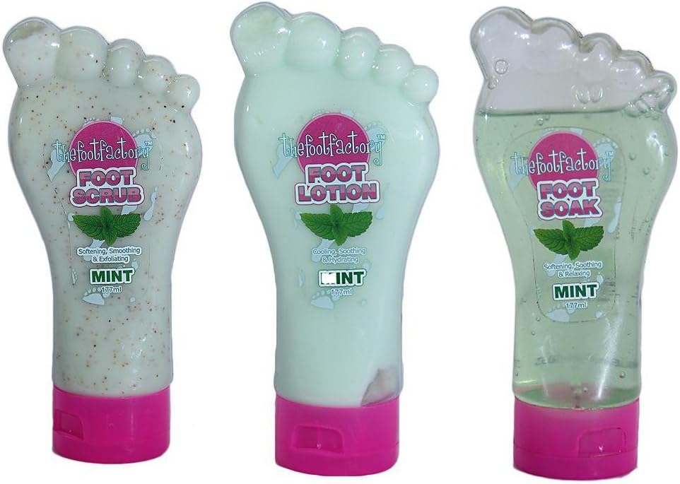 The Foot Factory Mint Foot Care Kit Soak Lotion Scrub for Soft Feet