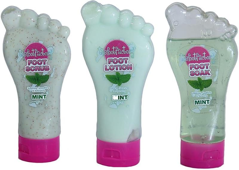 The Foot Factory Mint Foot Care Kit Soak Lotion Scrub for Soft Feet