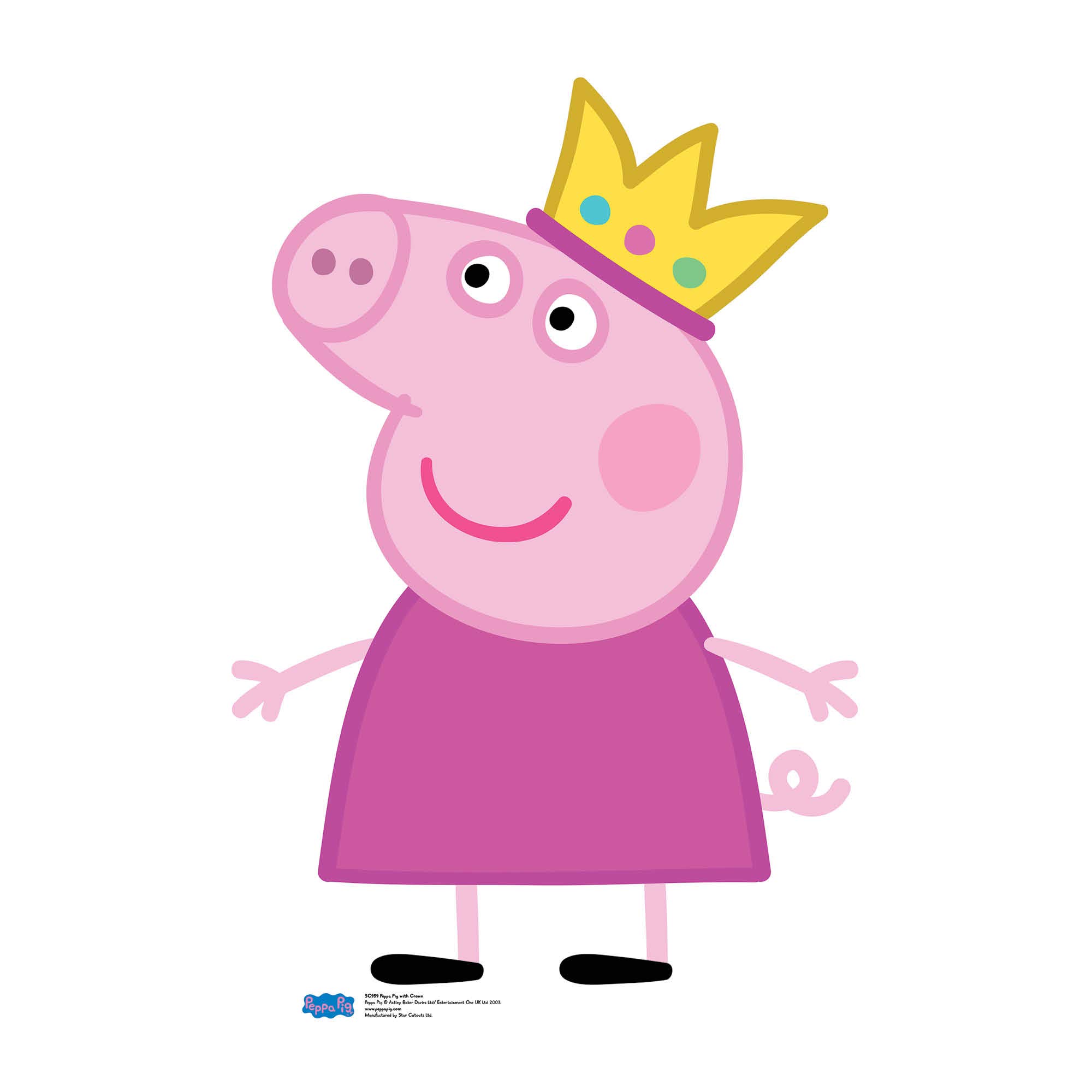 Star Cutouts Official SC959 Crown Mini Cardboard Cutout Peppa Pig Party 90cm Tall, Multicolour